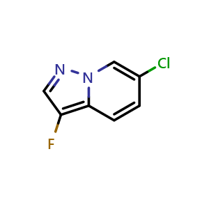 Chemical structure of 6-chloro-3-fluoro-pyrazolo[1,5-a]pyridine , CAS 2940949-13-1, AChemBlock X207358