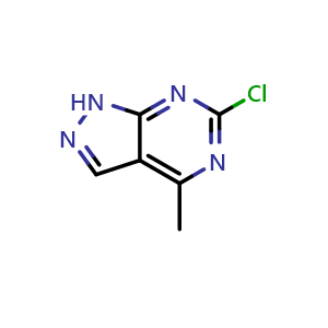 Chemical structure of 6-chloro-4-methyl-1H-pyrazolo[3,4-d]pyrimidine , CAS 1547960-36-0, AChemBlock X207365