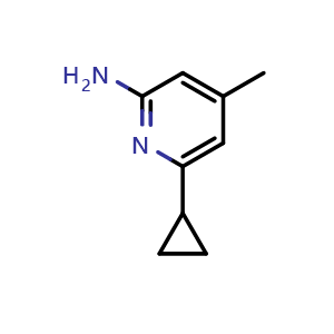 Chemical structure of 6-cyclopropyl-4-methylpyridin-2-amine , CAS 234110-18-0, AChemBlock X207393