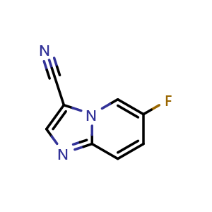 Chemical structure of 6-fluoroimidazo[1,2-a]pyridine-3-carbonitrile , CAS 1134327-96-0, AChemBlock X207409
