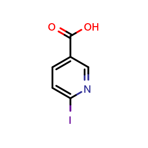 Chemical structure of 6-iodopyridine-3-carboxylic acid , CAS 13054-02-9, AChemBlock X207422