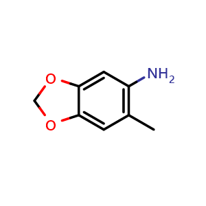 Chemical structure of 6-methyl-2H-1,3-benzodioxol-5-amine , CAS 62052-49-7, AChemBlock X207439