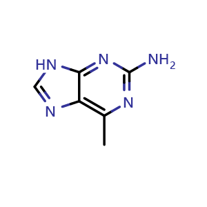 Chemical structure of 6-methyl-9H-purin-2-amine , CAS 1681-10-3, AChemBlock X207442