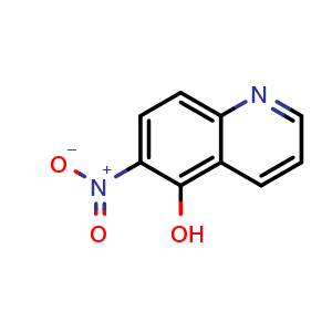 Chemical structure of 6-Nitroquinolin-5-ol , CAS 58416-46-9, AChemBlock X207456
