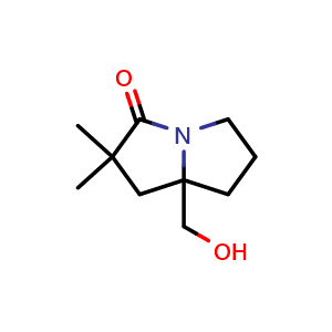 Chemical structure of 7a-(hydroxymethyl)-2,2-dimethylhexahydro-3H-pyrrolizin-3-one , CAS 1788873-58-4, AChemBlock X207476