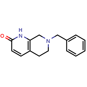 Chemical structure of 7-benzyl-1,5,6,8-tetrahydro-1,7-naphthyridin-2-one , CAS 869640-41-5, AChemBlock X207489