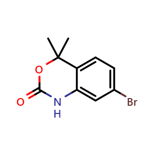 Chemical structure of 7-bromo-4,4-dimethyl-1H-3,1-benzoxazin-2-one , CAS 1245643-21-3, AChemBlock X207512