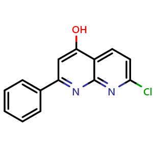 Chemical structure of 7-chloro-2-phenyl-1,8-naphthyridin-4-ol , CAS 286411-09-4, AChemBlock X207539