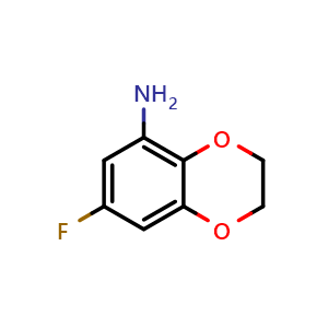 Chemical structure of 7-Fluoro-2,3-dihydrobenzo[b][1,4]dioxin-5-amine , CAS 698985-54-5, AChemBlock X207549