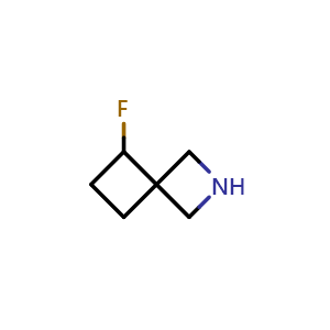 Chemical structure of 7-fluoro-2-azaspiro[3.3]heptane , CAS 1330766-18-1, AChemBlock X207550