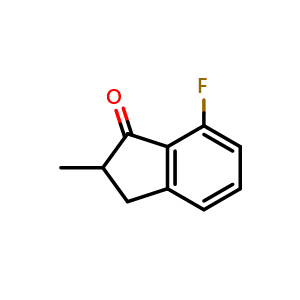 Chemical structure of 7-fluoro-2-methyl-2,3-dihydro-1H-inden-1-one , CAS 1334376-69-0, AChemBlock X207552