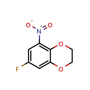 Chemical structure of 7-fluoro-5-nitro-2,3-dihydrobenzo[b][1,4]dioxine , CAS 698985-51-2, AChemBlock X207555