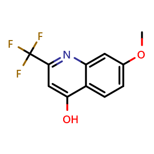 Chemical structure of 7-Methoxy-2-(trifluoromethyl)quinolin-4-ol , CAS 41192-85-2, AChemBlock X207573