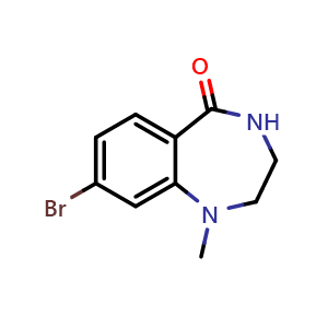Chemical structure of 8-bromo-1-methyl-3,4-dihydro-2H-1,4-benzodiazepin-5-one , CAS 2634764-32-0, AChemBlock X207605
