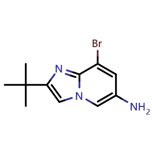 Chemical structure of 8-bromo-2-tert-butyl-imidazo[1,2-a]pyridin-6-amine , CAS 1216078-71-5, AChemBlock X207614