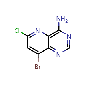 Chemical structure of 8-bromo-6-chloropyrido[3,2-d]pyrimidin-4-amine , CAS 2561460-70-4, AChemBlock X207618
