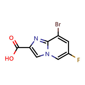 Chemical structure of 8-bromo-6-fluoro-imidazo[1,2-a]pyridine-2-carboxylic acid , CAS 1421312-07-3, AChemBlock X207621