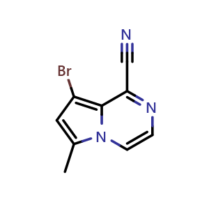 Chemical structure of 8-bromo-6-methylpyrrolo[1,2-a]pyrazine-1-carbonitrile , AChemBlock X207622