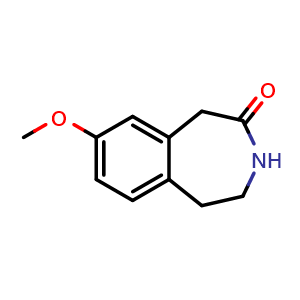 Chemical structure of 8-methoxy-2,3,4,5-Tetrahydro-1H-3-Benzazepin-2-One , CAS 37682-06-7, AChemBlock X207652