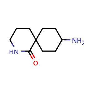Chemical structure of 9-amino-2-azaspiro[5.5]undecan-1-one , CAS 1934436-59-5, AChemBlock X207670