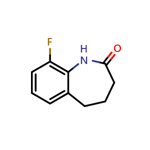 Chemical structure of 9-fluoro-1,3,4,5-tetrahydro-1-benzazepin-2-one , CAS 1151397-80-6, AChemBlock X207673