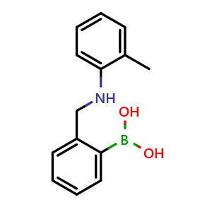 Chemical structure of B-[2-[[(2-methylphenyl)amino]methyl]phenyl]boronic acid , CAS 1373320-84-3, AChemBlock X207696