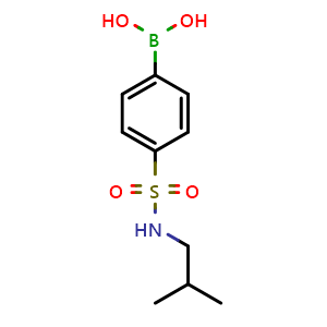 Chemical structure of B-[4-[[(2-methylpropyl)amino]sulfonyl]phenyl]Boronic acid , CAS 2102202-96-8, AChemBlock X207701