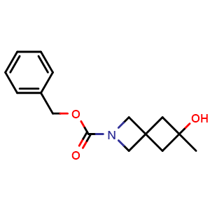 Chemical structure of benzyl 6-hydroxy-6-methyl-2-azaspiro[3.3]heptane-2-carboxylate , CAS 2680692-91-3, AChemBlock X207745