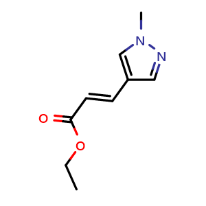 Chemical structure of ethyl (E)-3-(1-methyl-1H-pyrazol-4-yl)acrylate , CAS 192661-36-2, AChemBlock X207873