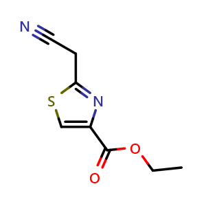 Chemical structure of ethyl 2-(cyanomethyl)thiazole-4-carboxylate , CAS 59142-20-0, AChemBlock X207908