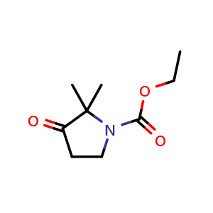 Chemical structure of ethyl 2,2-dimethyl-3-oxo-pyrrolidine-1-carboxylate , CAS 106556-66-5, AChemBlock X207916