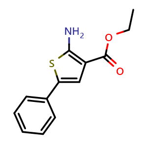 Chemical structure of Ethyl 2-amino-5-phenylthiophene-3-carboxylate , CAS 4815-34-3, AChemBlock X207930