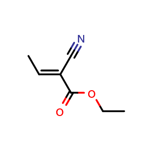 Chemical structure of ethyl 2-cyanobut-2-enoate , CAS 686-33-9, AChemBlock X207941
