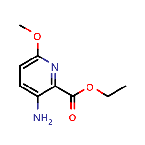Chemical structure of Ethyl 3-amino-6-methoxypicolinate , CAS 959990-31-9, AChemBlock X207965