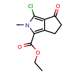 Chemical structure of ethyl 3-chloro-2-methyl-4-oxo-2,4,5,6-tetrahydrocyclopenta[c]pyrrole-1-carboxylate , CAS 2409972-06-9, AChemBlock X207967
