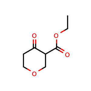 Chemical structure of ethyl 4-oxotetrahydropyran-3-carboxylate , CAS 141419-94-5, AChemBlock X207991