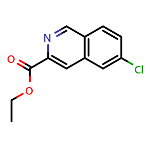 Chemical structure of ethyl 6-chloroisoquinoline-3-carboxylate , CAS 1823552-72-2, AChemBlock X208019