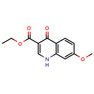 Chemical structure of Ethyl 7-methoxy-4-oxo-1,4-dihydroquinoline-3-carboxylate , CAS 71083-05-1, AChemBlock X208029