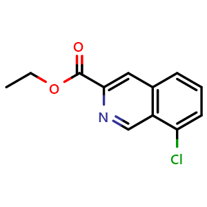Chemical structure of ethyl 8-chloroisoquinoline-3-carboxylate , CAS 1823552-79-9, AChemBlock X208032