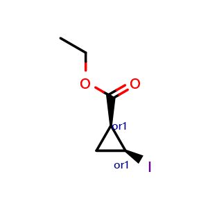 Chemical structure of ethyl cis-2-iodocyclopropanecarboxylate , CAS 433731-93-2, AChemBlock X208039