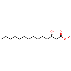 Chemical structure of methyl (S)-3-hydroxytetradecanoate , CAS 76835-67-1, AChemBlock X208126