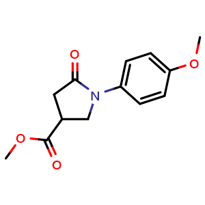 Chemical structure of methyl 1-(4-methoxyphenyl)-5-oxopyrrolidine-3-carboxylate , CAS 133747-97-4, AChemBlock X208129