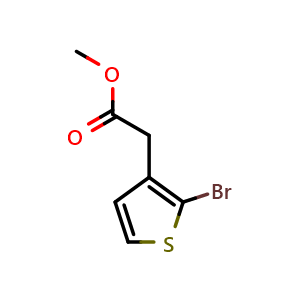 Chemical structure of methyl 2-(2-Bromothiophen-3-Yl)Acetate , CAS 683251-61-8, AChemBlock X208150
