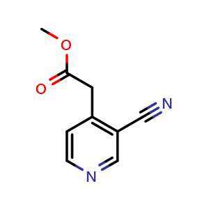 Chemical structure of methyl 2-(3-cyano-4-pyridyl)acetate , CAS 124870-33-3, AChemBlock X208154