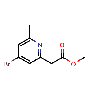 Chemical structure of methyl 2-(4-bromo-6-methylpyridin-2-yl)acetate , CAS 1805567-32-1, AChemBlock X208158