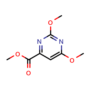 Chemical structure of methyl 2,6-dimethoxypyrimidine-4-carboxylate , CAS 55878-45-0, AChemBlock X208175
