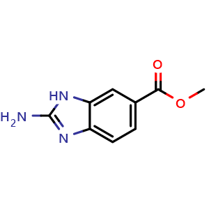 Chemical structure of methyl 2-amino-3H-benzimidazole-5-carboxylate , CAS 106429-38-3, AChemBlock X208181