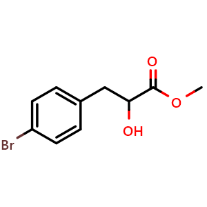 Chemical structure of methyl 3-(4-bromophenyl)-2-hydroxypropanoate , CAS 339048-81-6, AChemBlock X208213