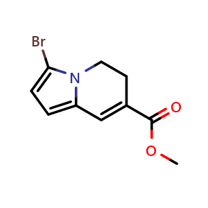 Chemical structure of methyl 3-Bromo-5,6-dihydroindolizine-7-carboxylate , CAS 2939000-24-3, AChemBlock X208232