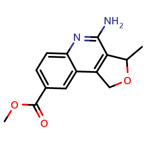 Chemical structure of methyl 4-amino-3-methyl-1,3-dihydrofuro[3,4-c]quinoline-8-carboxylate , CAS 2774614-12-7, AChemBlock X208267